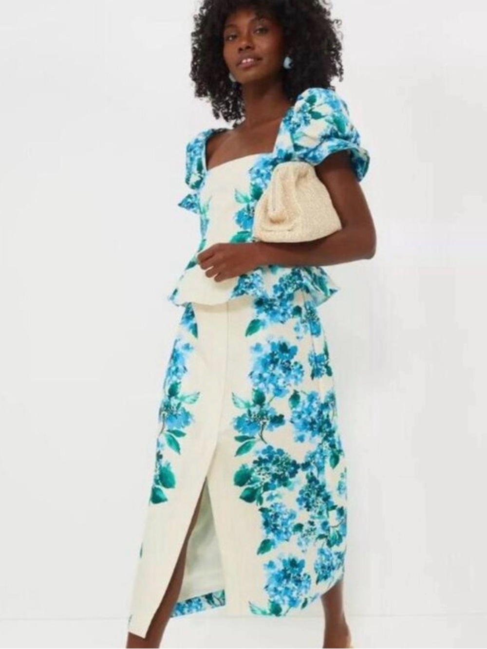 Tuckernuck | NEW Water's Edge Hydrangea Kennedy Front Slit Midi Skirt Size XL